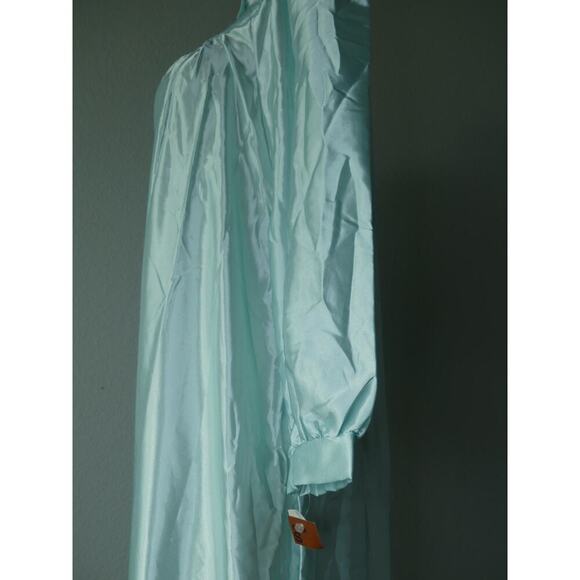 Vintage Satin Quilted Nightgown SMALL Modest Hight Neck Button Grannycore READ - Picture 3 of 11